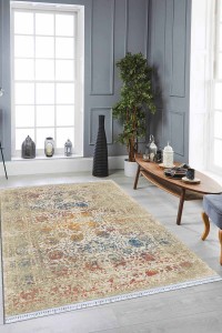 Krem Modern Dokuma Pamuk Tabanlı Kaymaz Kilim KLM004 Krem Modern Dokuma Pamuk Tabanlı Kaymaz Kilim KLM004
