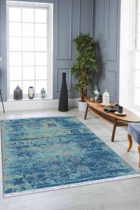 Mavi Modern Dokuma Pamuk Tabanlı Kaymaz Kilim KLM014 Mavi Modern Dokuma Pamuk Tabanlı Kaymaz Kilim KLM014