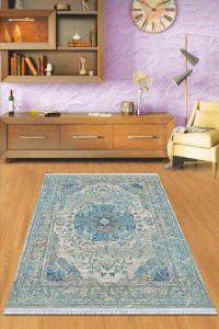 Mavi Klasik Göbekli Dokuma Pamuk Taban Kaymaz Kilim KLM029 Mavi Klasik Göbekli Dokuma Pamuk Taban Kaymaz Kilim KLM029