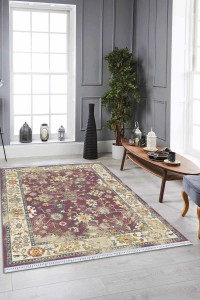Bordo Çerçeveli Dokuma Pamuk Taban Kaymaz Kilim KLM033 Bordo Çerçeveli Dokuma Pamuk Taban Kaymaz Kilim KLM033