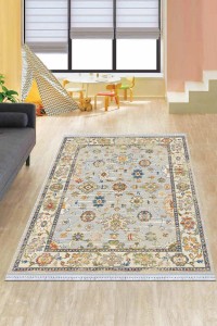 Krem Çerçeveli Dokuma Pamuk Taban Kaymaz Kilim KLM036 Krem Çerçeveli Dokuma Pamuk Taban Kaymaz Kilim KLM036