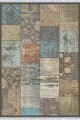 Mavi Patchwork Dokuma Pamuk Taban Kaymaz Kilim KLM071