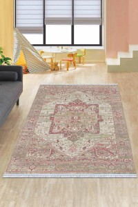 Pembe Klasik Göbekli Dokuma Pamuk Taban Kaymaz Kilim KLM083 Pembe Klasik Göbekli Dokuma Pamuk Taban Kaymaz Kilim KLM083