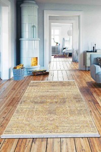 Sarı Modern Dokuma Pamuk Tabanlı Kaymaz Kilim KLM098 Sarı Modern Dokuma Pamuk Tabanlı Kaymaz Kilim KLM098