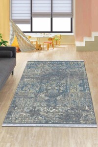 Mavi Modern Dokuma Pamuk Tabanlı Kaymaz Kilim KLM099 Mavi Modern Dokuma Pamuk Tabanlı Kaymaz Kilim KLM099