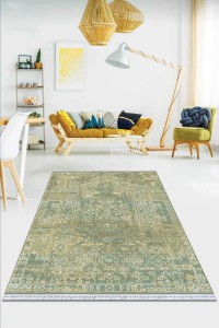 Yeşil Vintage Dokuma Pamuk Tabanlı Kaymaz Kilim KLM101 Yeşil Vintage Dokuma Pamuk Tabanlı Kaymaz Kilim KLM101