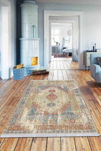 Renkli Klasik Göbekli Dokuma Pamuk Taban Kaymaz Kilim KLM107 Renkli Klasik Göbekli Dokuma Pamuk Taban Kaymaz Kilim KLM107