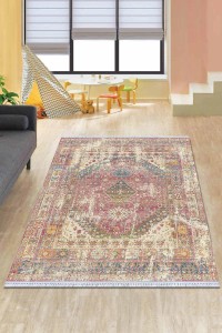 Pembe Klasik Göbekli Dokuma Pamuk Taban Kaymaz Kilim KLM108 Pembe Klasik Göbekli Dokuma Pamuk Taban Kaymaz Kilim KLM108