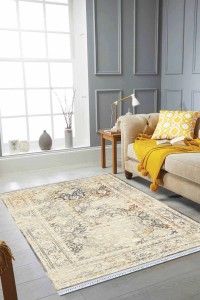 Krem Vintage Dokuma Pamuk Tabanlı Kaymaz Kilim KLM115 Krem Vintage Dokuma Pamuk Tabanlı Kaymaz Kilim KLM115