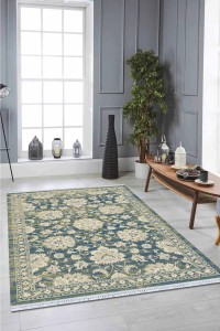 Yeşil Vintage Dokuma Pamuk Tabanlı Kaymaz Kilim KLM123 Yeşil Vintage Dokuma Pamuk Tabanlı Kaymaz Kilim KLM123
