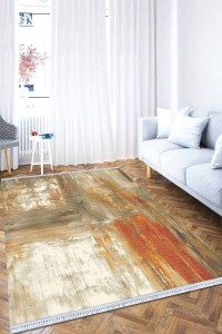 Taba Spor Desen Dokuma Pamuk Taban Kaymaz Kilim KLM124 Taba Spor Desen Dokuma Pamuk Taban Kaymaz Kilim KLM124