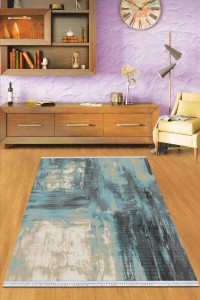 Mavi Spor Desen Dokuma Pamuk Taban Kaymaz Kilim KLM125 Mavi Spor Desen Dokuma Pamuk Taban Kaymaz Kilim KLM125
