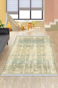 Yeşil Vintage Dokuma Pamuk Tabanlı Kaymaz Kilim KLM137 Yeşil Vintage Dokuma Pamuk Tabanlı Kaymaz Kilim KLM137