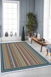 Çok Renkli Yöresel Dokuma Pamuk Taban Kaymaz Kilim KLM138 Çok Renkli Yöresel Dokuma Pamuk Taban Kaymaz Kilim KLM138