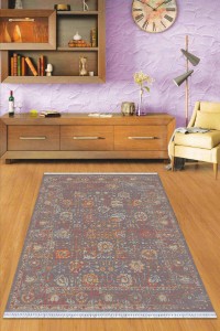 Çok Renkli Çerçeveli Dokuma Pamuk Taban Kaymaz Kilim KLM151 Çok Renkli Çerçeveli Dokuma Pamuk Taban Kaymaz Kilim KLM151