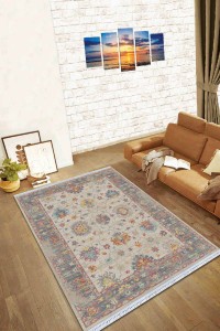 Çok Renkli Çerçeveli Dokuma Pamuk Taban Kaymaz Kilim KLM153 Çok Renkli Çerçeveli Dokuma Pamuk Taban Kaymaz Kilim KLM153