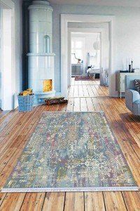 Mavi Vintage Dokuma Pamuk Tabanlı Kaymaz Kilim KLM165 Mavi Vintage Dokuma Pamuk Tabanlı Kaymaz Kilim KLM165