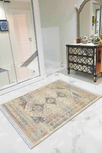 Krem Vintage Dokuma Pamuk Tabanlı Kaymaz Kilim KLM166 Krem Vintage Dokuma Pamuk Tabanlı Kaymaz Kilim KLM166