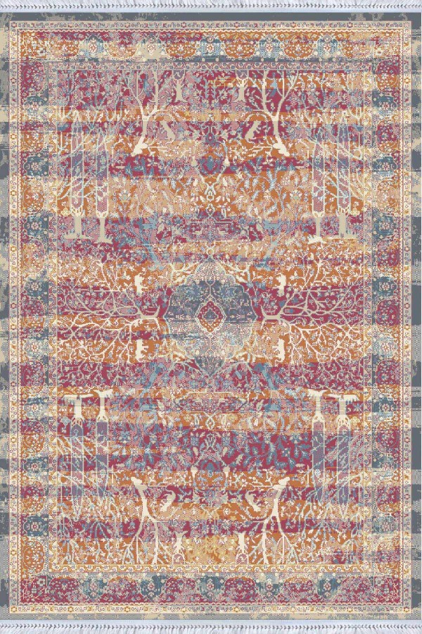 Çok Renkli Vintage Dokuma Pamuk Taban Kaymaz Kilim KLM176