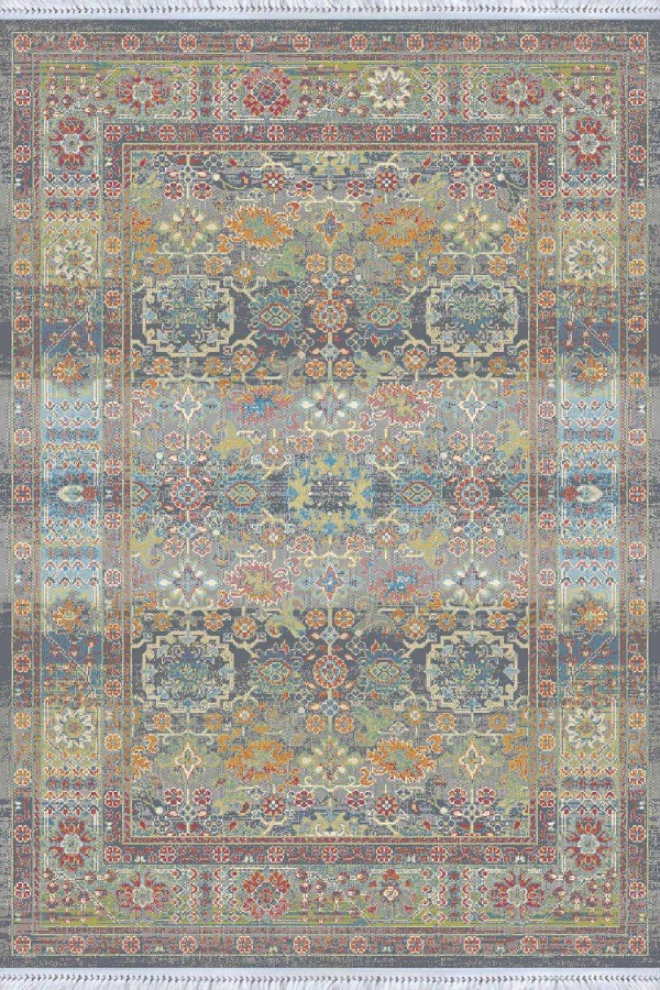 Çok Renkli Vintage Dokuma Pamuk Taban Kaymaz Kilim KLM178