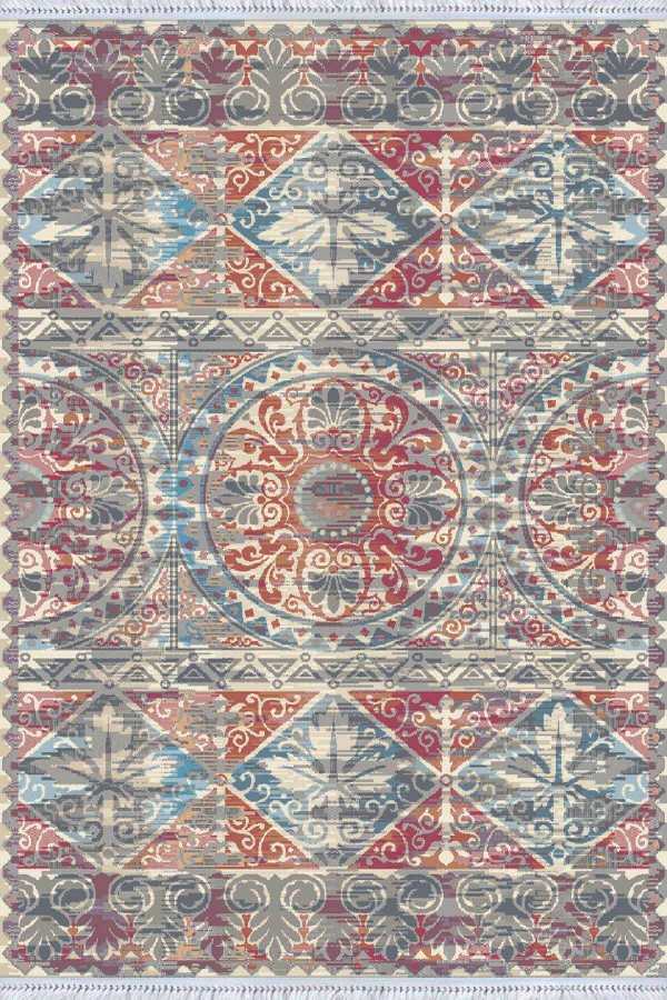 Çok Renkli Vintage Dokuma Pamuk Taban Kaymaz Kilim KLM181