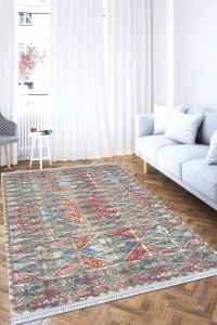 Çok Renkli Vintage Dokuma Pamuk Taban Kaymaz Kilim KLM181 Çok Renkli Vintage Dokuma Pamuk Taban Kaymaz Kilim KLM181