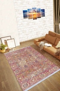 Pembe Vintage Dokuma Pamuk Tabanlı Kaymaz Kilim KLM183 Pembe Vintage Dokuma Pamuk Tabanlı Kaymaz Kilim KLM183
