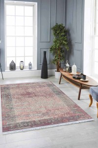 Pembe Çerçeveli Dokuma Pamuk Taban Kaymaz Kilim KLM185 Pembe Çerçeveli Dokuma Pamuk Taban Kaymaz Kilim KLM185