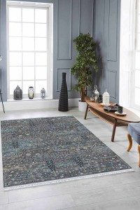 Antrasit Vintage Dokuma Pamuk Taban Kaymaz Kilim KLM197 Antrasit Vintage Dokuma Pamuk Taban Kaymaz Kilim KLM197