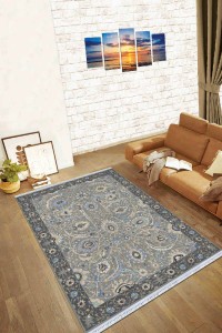 Antrasit Çerçeveli Dokuma Pamuk Taban Kaymaz Kilim KLM198 Antrasit Çerçeveli Dokuma Pamuk Taban Kaymaz Kilim KLM198