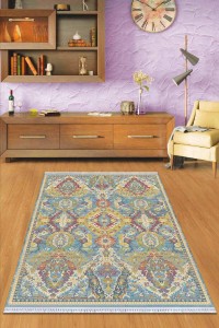 Mavi Vintage Dokuma Pamuk Tabanlı Kaymaz Kilim KLM210 Mavi Vintage Dokuma Pamuk Tabanlı Kaymaz Kilim KLM210