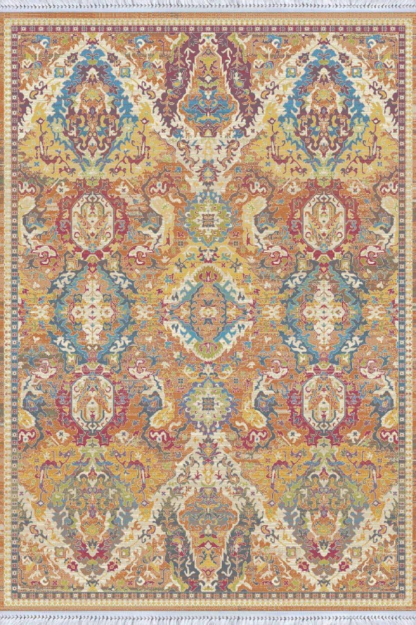 Çok Renkli Vintage Dokuma Pamuk Taban Kaymaz Kilim KLM211