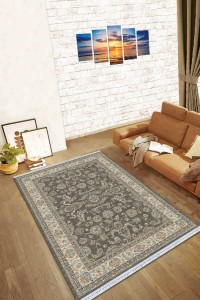 Antrasit Çerçeveli Dokuma Pamuk Taban Kaymaz Kilim KLM213 Antrasit Çerçeveli Dokuma Pamuk Taban Kaymaz Kilim KLM213