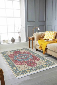 Pembe Klasik Göbekli Dokuma Pamuk Taban Kaymaz Kilim KLM226 Pembe Klasik Göbekli Dokuma Pamuk Taban Kaymaz Kilim KLM226