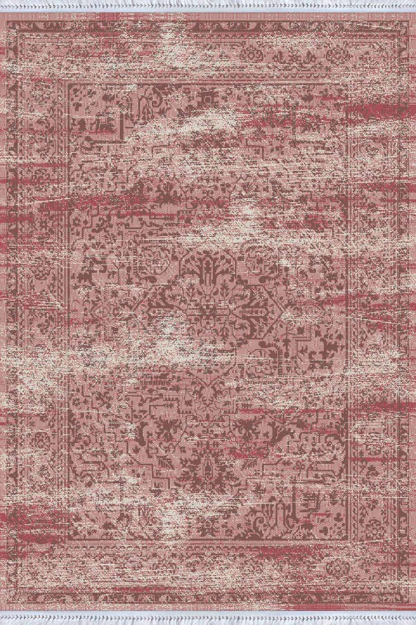 Pembe Vintage Dokuma Pamuk Tabanlı Kaymaz Kilim KLM233