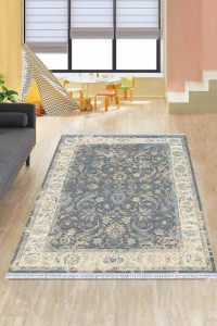 Gri Çerçeveli Dokuma Pamuk Tabanlı Kaymaz Kilim KLM240 Gri Çerçeveli Dokuma Pamuk Tabanlı Kaymaz Kilim KLM240