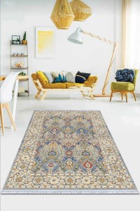 Çok Renkli Çerçeveli Dokuma Pamuk Taban Kaymaz Kilim KLM242 Çok Renkli Çerçeveli Dokuma Pamuk Taban Kaymaz Kilim KLM242