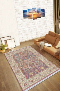 Pembe Çerçeveli Dokuma Pamuk Taban Kaymaz Kilim KLM243 Pembe Çerçeveli Dokuma Pamuk Taban Kaymaz Kilim KLM243