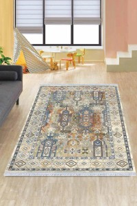 Çok Renkli Çerçeveli Dokuma Pamuk Taban Kaymaz Kilim KLM246 Çok Renkli Çerçeveli Dokuma Pamuk Taban Kaymaz Kilim KLM246