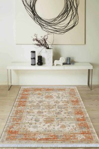 Turuncu Çerçeveli Dokuma Pamuk Taban Kaymaz Kilim KLM264 Turuncu Çerçeveli Dokuma Pamuk Taban Kaymaz Kilim KLM264