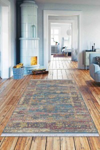 Çok Renkli Çerçeveli Dokuma Pamuk Taban Kaymaz Kilim KLM266 Çok Renkli Çerçeveli Dokuma Pamuk Taban Kaymaz Kilim KLM266