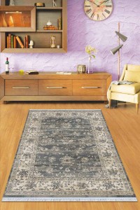 Gri Çerçeveli Dokuma Pamuk Tabanlı Kaymaz Kilim KLM267 Gri Çerçeveli Dokuma Pamuk Tabanlı Kaymaz Kilim KLM267