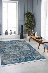 Mavi Vintage Dokuma Pamuk Tabanlı Kaymaz Kilim KLM270 Mavi Vintage Dokuma Pamuk Tabanlı Kaymaz Kilim KLM270
