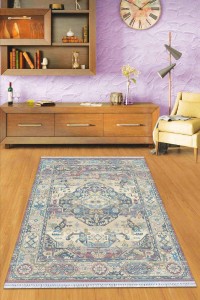 Mavi Klasik Göbekli Dokuma Pamuk Taban Kaymaz Kilim KLM278 Mavi Klasik Göbekli Dokuma Pamuk Taban Kaymaz Kilim KLM278