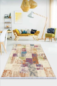 Çok Renkli Patchwork Dokuma Pamuk Taban Kaymaz Kilim KLM289 Çok Renkli Patchwork Dokuma Pamuk Taban Kaymaz Kilim KLM289