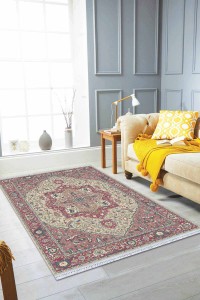 Pembe Klasik Göbekli Dokuma Pamuk Taban Kaymaz Kilim KLM307 Pembe Klasik Göbekli Dokuma Pamuk Taban Kaymaz Kilim KLM307