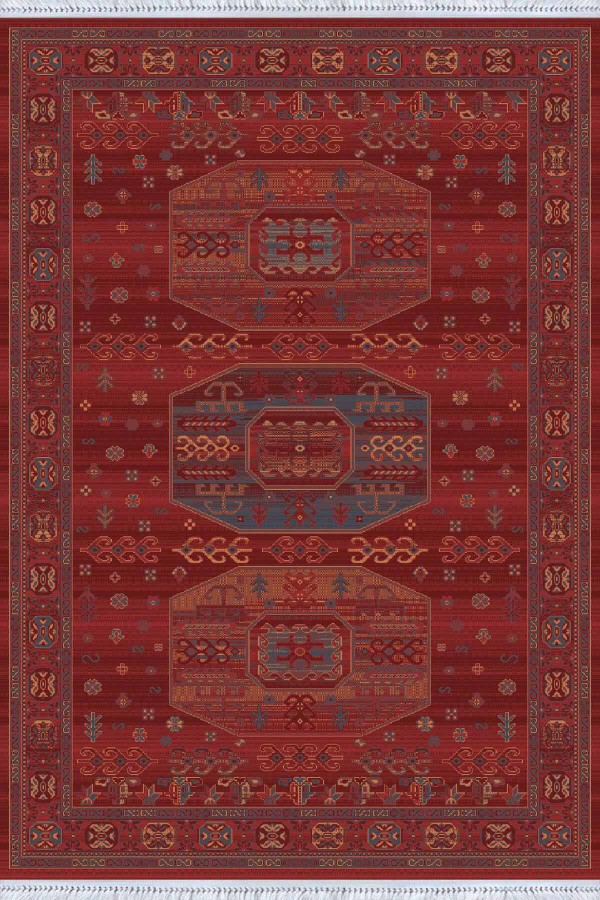 Bordo Yöresel Dokuma Pamuk Tabanlı Kaymaz Kilim KLM312