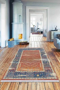 Kiremit Çerçeveli Dokuma Pamuk Taban Kaymaz Kilim KLM336 Kiremit Çerçeveli Dokuma Pamuk Taban Kaymaz Kilim KLM336