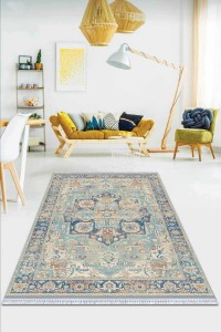 Mavi Vintage Dokuma Pamuk Tabanlı Kaymaz Kilim KLM351 Mavi Vintage Dokuma Pamuk Tabanlı Kaymaz Kilim KLM351