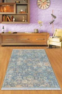 Mavi Vintage Dokuma Pamuk Tabanlı Kaymaz Kilim KLM360 Mavi Vintage Dokuma Pamuk Tabanlı Kaymaz Kilim KLM360